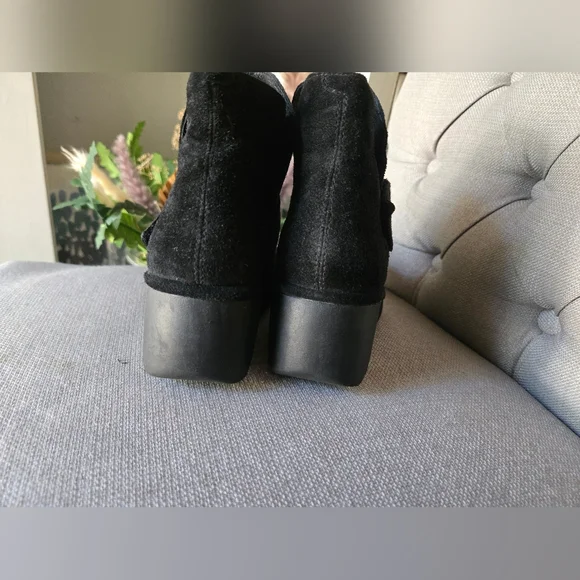 Fly London Labe Women’s Ankle Boots Black Faux Leather/Suede Wedge Size 37(6.5) - Picture 3 of 9